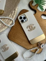 قاب Gold Chanel با آویز مرواریدی (کدC1265) - Image 2