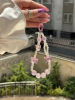 آویز مروارید و پاپیون صورتی (کدa0260) - Image 2