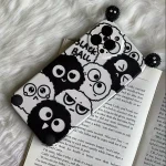 قاب موبایل آیفون هپل گوش دار سیاه و سفید محافظ لنزدار