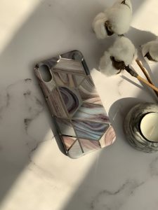 قاب موبایل آیفون کاشی ماربل آبی و بنفش