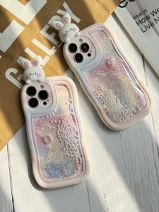 قاب موبایل آیفون خرگوش آکواریومی سیلیکونی سفید - تصویر 3