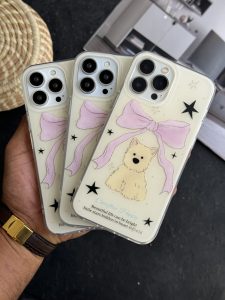 قاب موبایل آیفون سگ پاپی ستاره پاپیون صورتی - تصویر 3