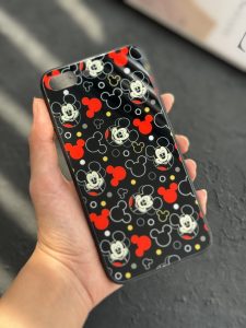 قاب موبایل آیفون میکی خالخالی پشت گلس ( 1023 )