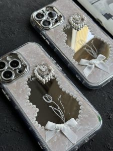 قاب موبایل آیفون دوقلب آیینه ای گل لاله - تصویر 2