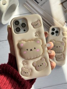 قاب موبایل آیفون خرس نیوفیس پاپسوکت برجسته - تصویر 2