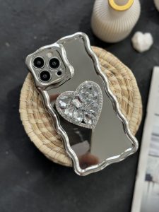 قاب موبایل آیفون قلب دایموند سیلور کرومی