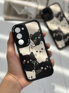 قاب موبایل سامسونگ گربه های کیوت سیاه و سفید محافظ لنزدار