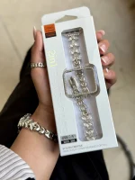 بند اپل واچ Diamond leaf bracelet با گارد نگینی (کدw5072)