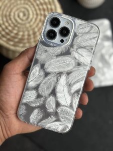 قاب موبایل آیفون پر مرغ عشق نقره ای هلوگرامی