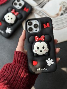 قاب موبایل آیفون میکی موس عشق سیلیکونی پاپ سوکت چسبیده