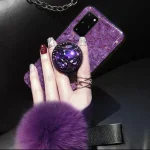 قاب موبایل سامسونگ ماربل پام پام بنفش + پاپ سوکت + پام پام - تصویر 3