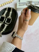 بند اپل واچ Diamond leaf bracelet با گارد نگینی (کدw5072) - تصویر 5