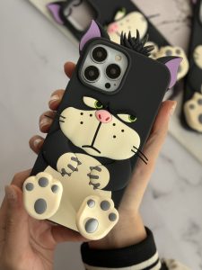 قاب موبایل آیفون گربه سیبیلو شرور پا استندشو - تصویر 2