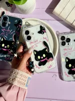 قاب گربه مشکی گوش دار با آویز (کدC2131) - تصویر 4