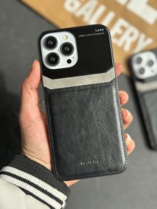 قاب موبایل سامسونگ لنز چرمی و شیشه ای