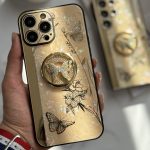 قاب موبایل آیفون پروانه نگین دار سواروسکی استندشو