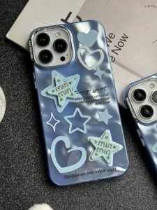 قاب موبایل آیفون ستاره آبی برجسته نگین دار - تصویر 2