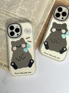قاب موبایل آیفون کیوت کت گربه خجالتی آینه ای - تصویر 3