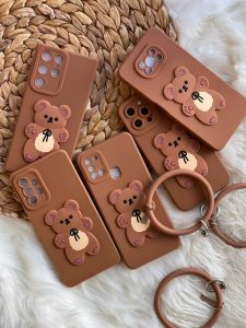 قاب موبایل سامسونگ خرس برانچ قهوه ای سیلیکونی + حلقه ست - تصویر 2