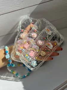 قاب موبایل سامسونگ اپوکسی بیرنگ روز شاد خرس و خرگوش برجسته + آویزست - تصویر 3