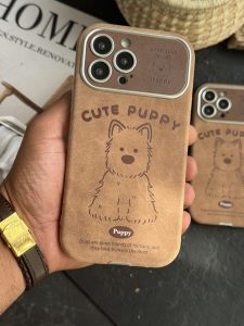 قاب موبایل آیفون کیوت پاپی چرم قهوه ای سنگشور - تصویر 2