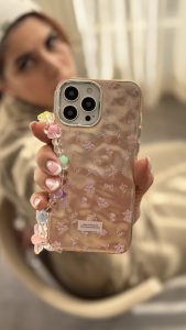 قاب موبایل ( آیفون - سامسونگ ) گل رزیتا پاپیون رزگلد + بندست - تصویر 2