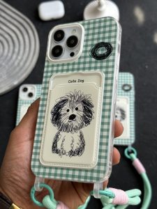قاب موبایل آیفون سگ نقاشی کیوت جاکارتی + بندست - تصویر 3