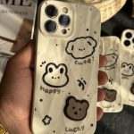 قاب موبایل آیفون خرس صخره ای قهوه ای برجسته