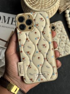 قاب موبایل آیفون گل رزالین پافری بالشتی