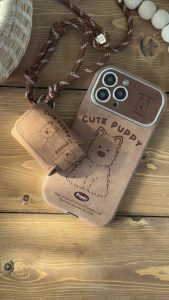 کاور ایرپاد کیوت پاپی چرم قهوه ای سنگشور بدون بند - تصویر 3