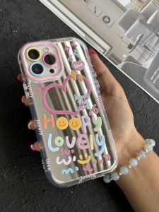 قاب موبایل ( آیفون - سامسونگ ) هپی لاولی آیینه ای - تصویر 2