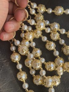 بند و آویز گوی مرواریدی ستاره طلایی