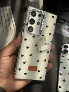 قاب موبایل سامسونگ قلب ریز خال خالی صدفی - تصویر 2