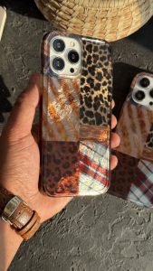 قاب موبایل ( آیفون ) پلنگی چهارخونه بافتنی - تصویر 2