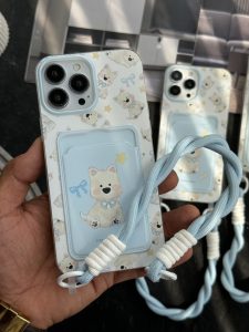 قاب موبایل آیفون سگ پاپی آبی بندست جاکارتی