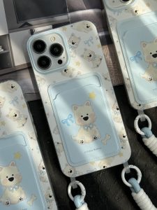 قاب موبایل آیفون سگ پاپی آبی بندست جاکارتی - تصویر 3