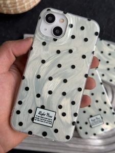 قاب موبایل آیفون یشمی سبز خال خالی