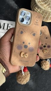 قاب موبایل( آیفون ) سگ بیگ فیس پاپی پاپیون برجسته + زنگوله پشمالو