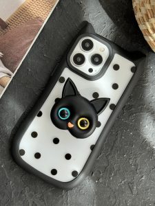 قاب موبایل آیفون گربه اسپاتی پاپسوکت آیینه ای - تصویر 3