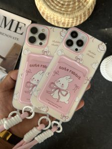 قاب موبایل آیفون خرگوش کیوت ربیت جاکارتی پاپیون دار بندی - تصویر 3