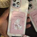 قاب موبایل آیفون خرگوش کیوت ربیت جاکارتی پاپیون دار بندی