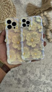 قاب موبایل ( آیفون ) گل برفی خامه ای - تصویر 2