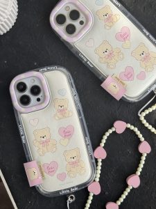 قاب موبایل آیفون خرس ولن تاین بندست قلبی - تصویر 3