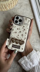 قاب موبایل آیفون گل چهارفصل فرگننت چرمی + استندقلبی