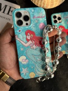 قاب موبایل آیفون پری دریایی پولکی اکلیلی ( بدون بند )