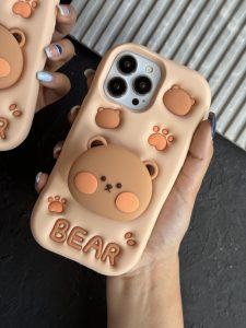 قاب موبایل آیفون پنجه خرس تدی قهوه ای ( Bear ) سیلیکونی استندشو - تصویر 3