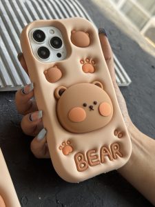 قاب موبایل آیفون پنجه خرس تدی قهوه ای ( Bear ) سیلیکونی استندشو - تصویر 2