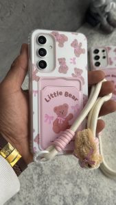 قاب موبایل ( آیفون _ سامسونگ ) خرس کوچولو تدی جاکارتی پاپیون بند عروسکی