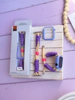 بند اپل واچ بافت بنفش کنفی با گارد سیلیکونی (کدw5060)