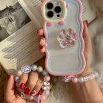 قاب موبایل آیفون پنجه گربه هلوگرامی + بند مچی ست